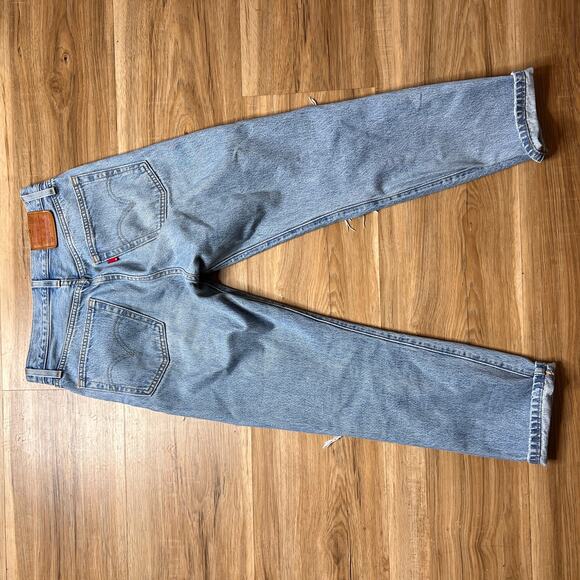 Levis Women's Blue Denim Jeans 501 Button Fly Distressed 25x26 - Picture 7 of 8